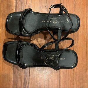 Chinese Laundry Glossy Black Sandals